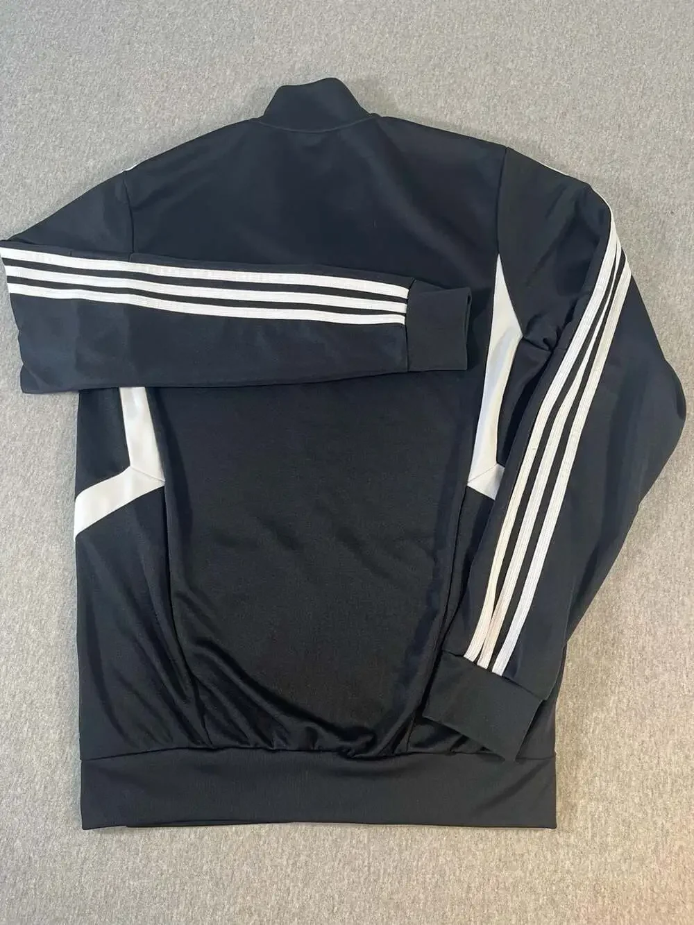 Adidas Climalite Full-Zip Athletic Track Jacket Black/White Striped Men’s S